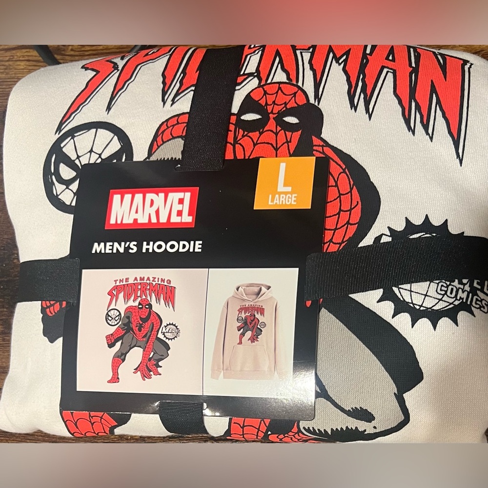Marvel Men’s Spidey Retro Pull Over Hoodie Long Sleeve Size Large New With Tags